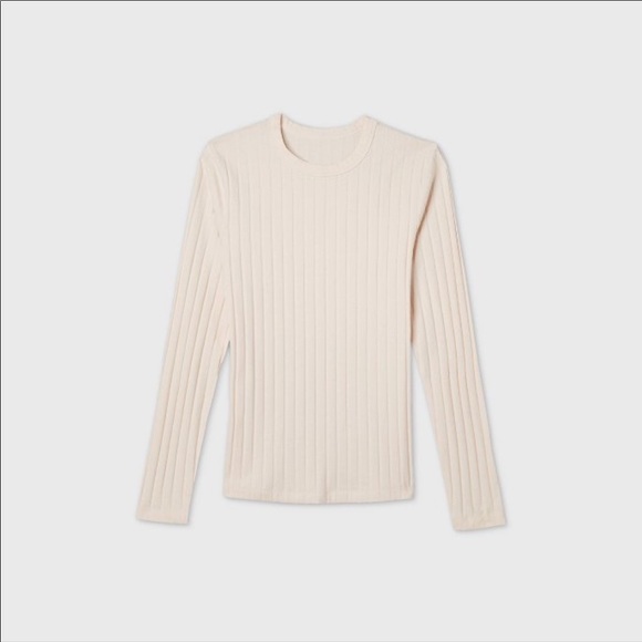 Long sleeved ribbed tshirt - cream/ivory - Picture 2 of 4